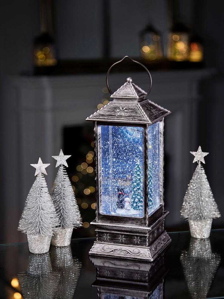 Premier Decorations Ltd 27.5cm BO Antique Silver Lantern Dogs Water Spinne - Image 1 of 3