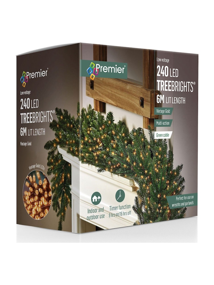 Premier Decorations Ltd Gold Tone Vintage 240 LED Multifaction Tree Bright Lights - Image 2 of 4 Premier Decorations Ltd Gold Tone Vintage 240 LED Multifaction Tree Bright Lights - Image 2 of 4