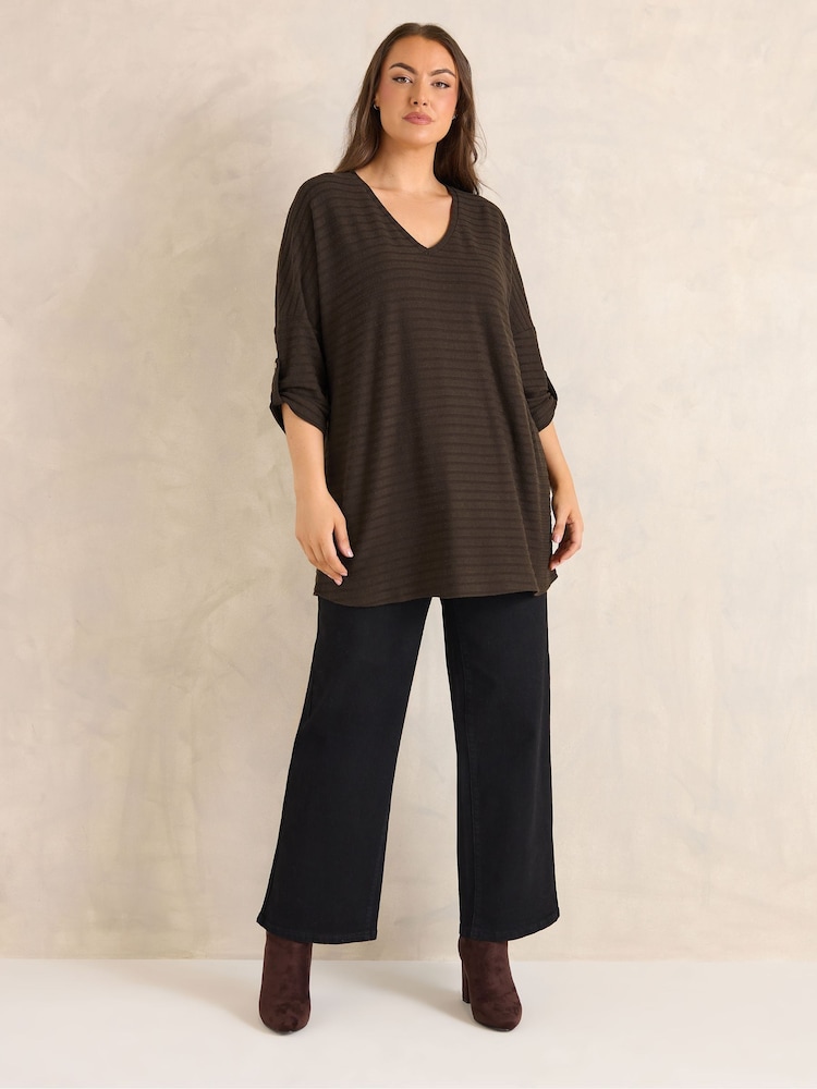 Evans Brown Turn Back Sleeve Jumper - Image 2 of 5