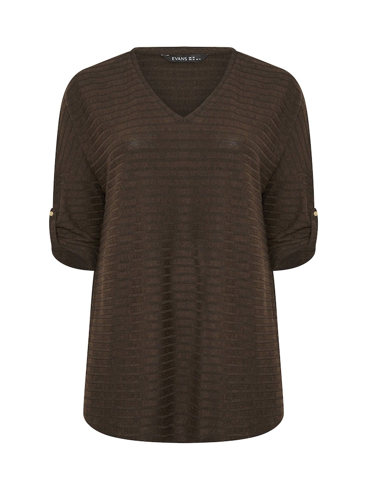 Evans Brown Turn Back Sleeve Jumper - Image 5 of 5