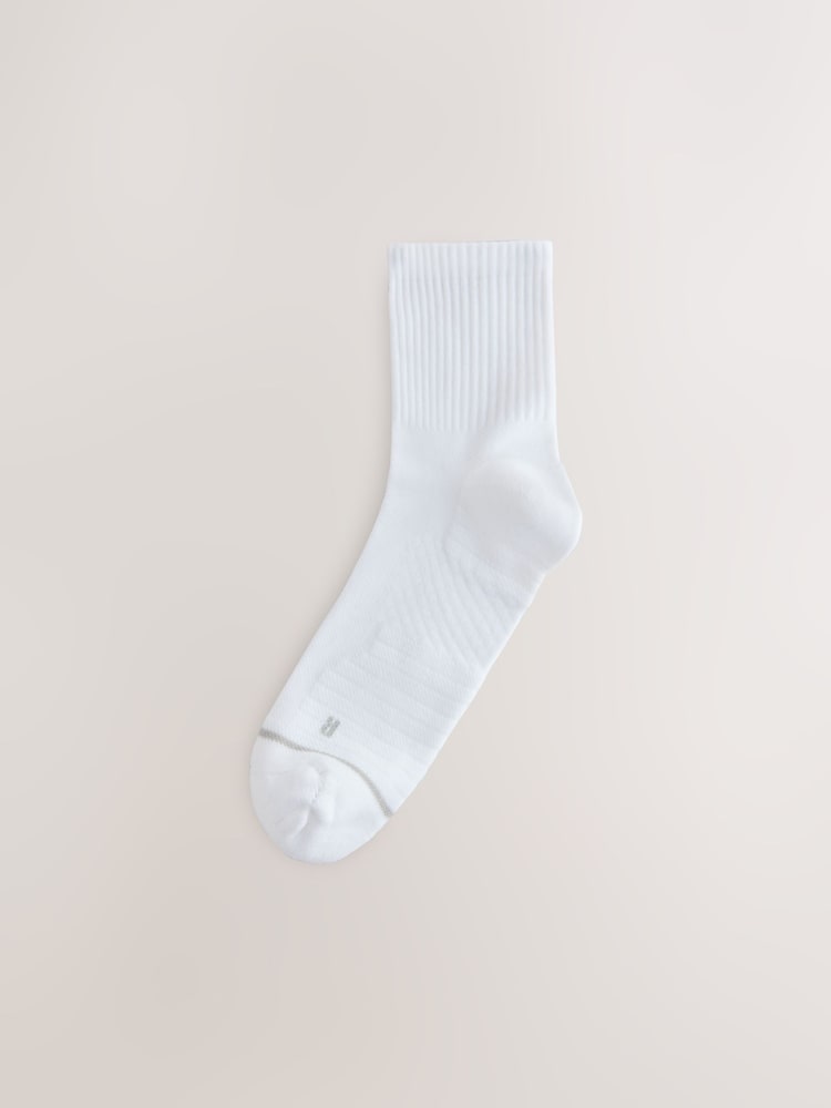 White Active Cushioned Sports Mid Trainer Socks 4 Pack - Image 2 of 7