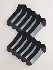 Black/Grey 10 Pack Cushioned Trainers Socks - Image 1 of 13