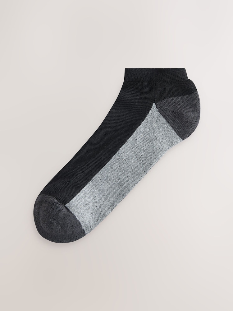 Black/Grey 10 Pack Cushioned Trainers Socks - Image 2 of 13