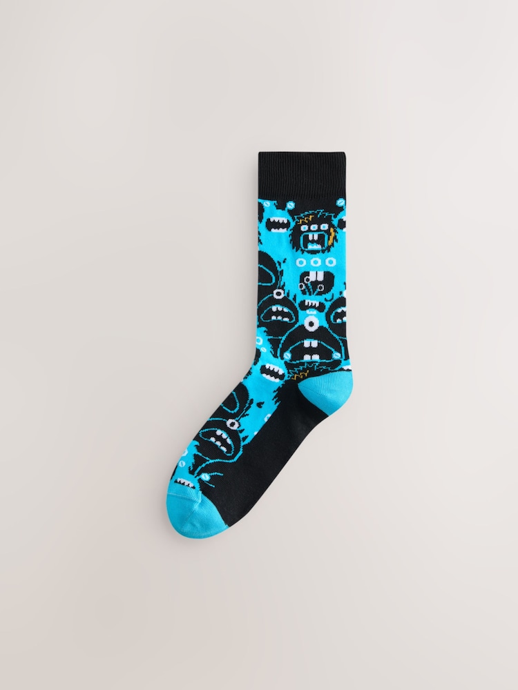 Black Monster 7 Pack Cotton Rich Socks - Image 2 of 10