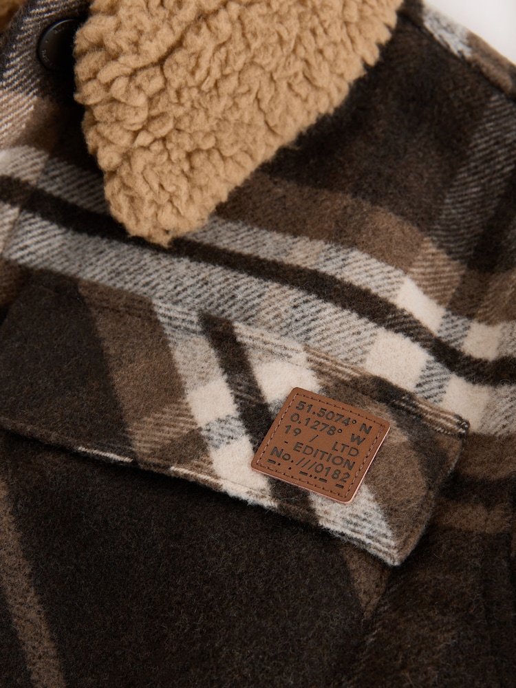 Chocolate Brown Check Borg Lined Shacket (3-16yrs) - Image 10 of 10 Chocolate Brown Check Borg Lined Shacket (3-16yrs) - Image 10 of 10