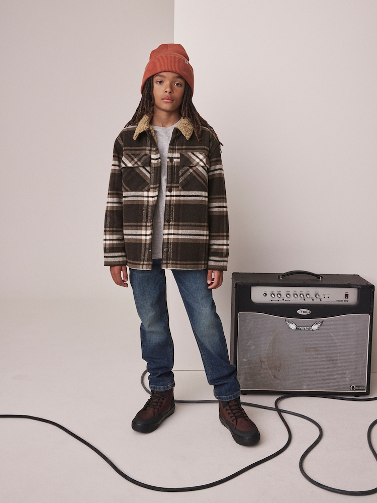 Chocolate Brown Check Borg Lined Shacket (3-16yrs) - Image 2 of 10 Chocolate Brown Check Borg Lined Shacket (3-16yrs) - Image 2 of 10