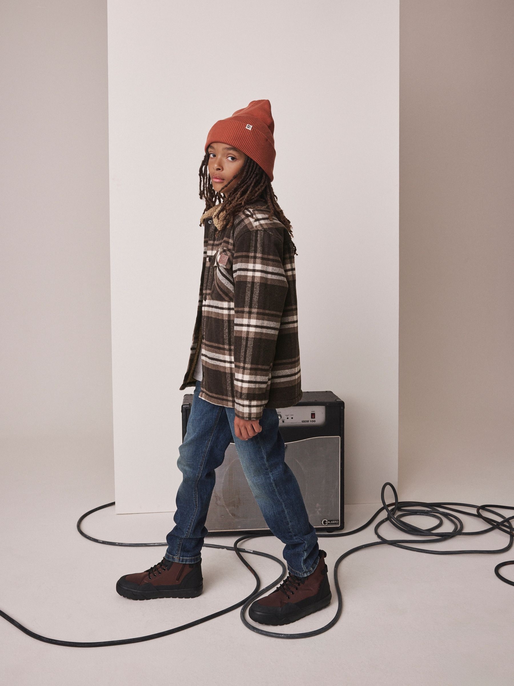 ジャケット・アウター 40s~ BOY SCOUT PLEATED BACK JACKET Buy Chocolate Brown Check Borg Lined Shacket (3-16yrs) from Next