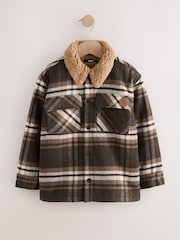 Chocolate Brown Check Borg Lined Shacket (3-16yrs) - Image 6 of 10