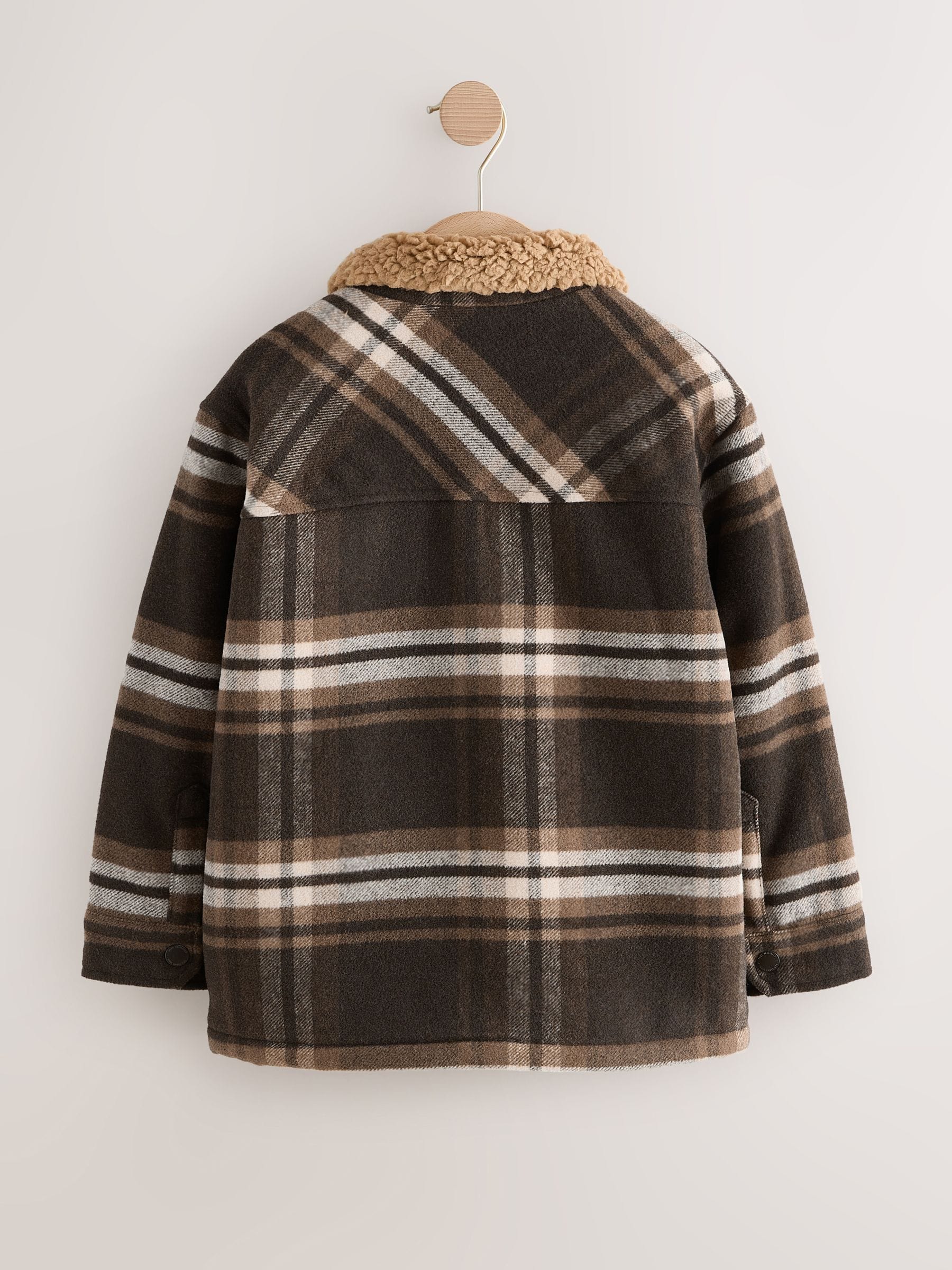 Buy Chocolate Brown Check Borg Lined Shacket (3-16yrs) from Next