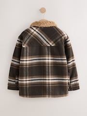 Chocolate Brown Check Borg Lined Shacket (3-16yrs) - Image 8 of 10