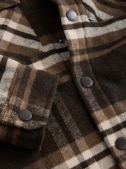 Chocolate Brown Check Borg Lined Shacket (3-16yrs) - Image 9 of 10