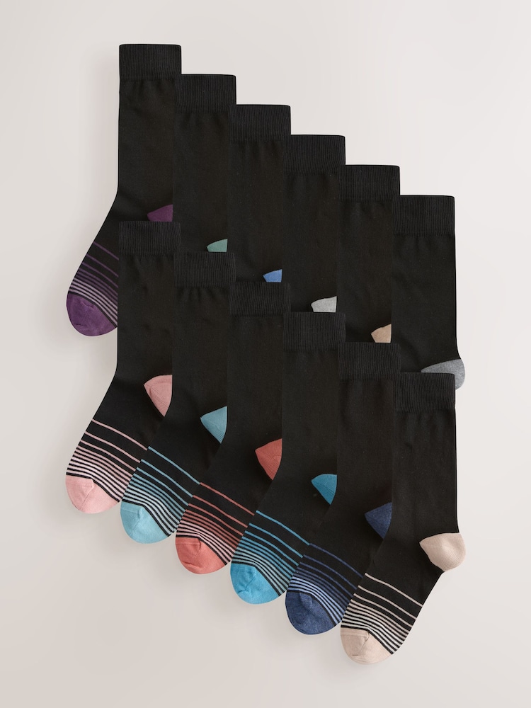 Black Colour Ombre 12 Pack Cotton Rich Socks - Image 1 of 15 Black Colour Ombre 12 Pack Cotton Rich Socks - Image 1 of 15
