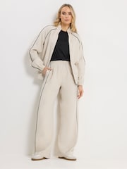 Long Tall Sally Cream Piped Detail Zip Through Jacket - Image 2 of 5