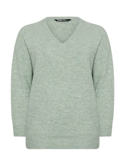 Yours Curve Green V-Neck Soft Touch Jumper - Image 5 of 5