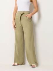 Long Tall Sally Green Tab Detail Wide Leg Trousers - Image 2 of 5