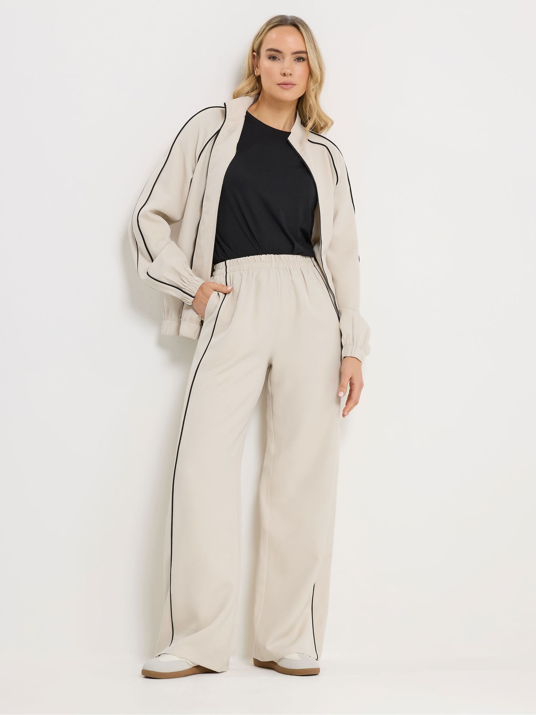 Long Tall Sally Women's Tall Piped Wide Leg Trousers in Ivory | Size: 22-24XL - Image 2