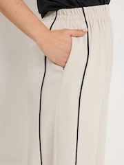 Long Tall Sally Cream Piped Detail Wide Leg Trousers - Image 4 of 5