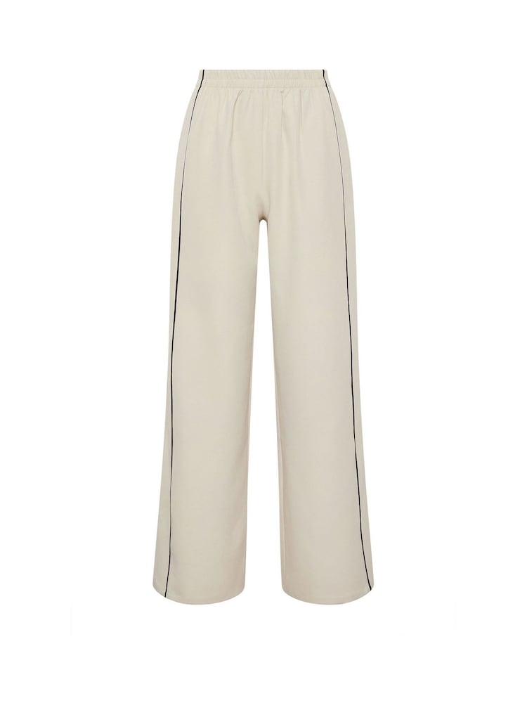 Long Tall Sally Cream Piped Detail Wide Leg Trousers - Image 5 of 5