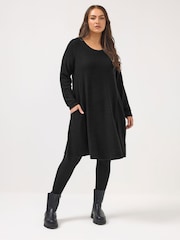 Yours Curve Black Soft Touch Pocket Dress - Image 1 of 5
