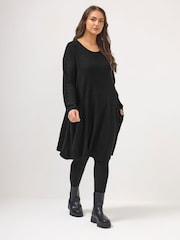 Yours Curve Black Soft Touch Pocket Dress - Image 2 of 5