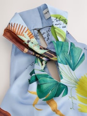 Blue Floral Print Kew Collection Botanical Satin Halter Top - Image 3 of 3