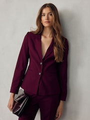 Burgundy Cinched Single Breasted Blazer - Image 1 of 8