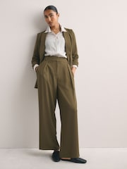 Olive Green Relaxed Ruched Sleeve Blazer - Image 2 of 7