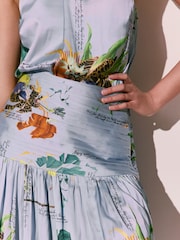 Blue Kew Collection Botanical Satin Maxi Skirt - Image 6 of 9