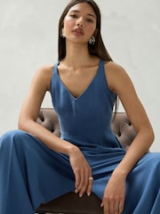 Blue Peplum V-Neck Top - Image 3 of 8