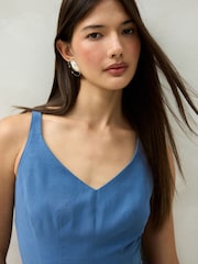 Blue Peplum V-Neck Top - Image 5 of 8