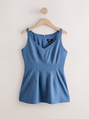 Blue Peplum V-Neck Top - Image 6 of 8