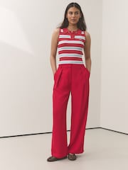 Red Elastic Back Wide Leg Trousers - Image 1 of 6