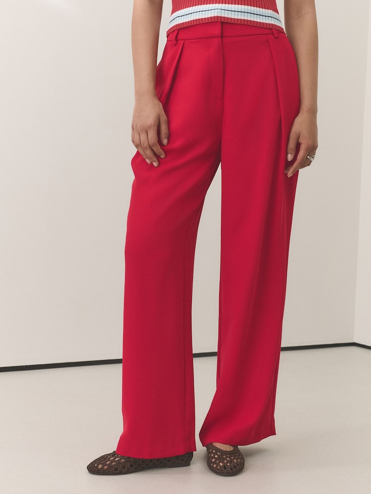 Red Elastic Back Wide Leg Trousers - Image 2 of 6 Red Elastic Back Wide Leg Trousers - Image 2 of 6