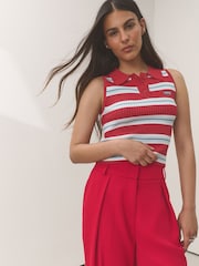 Red Elastic Back Wide Leg Trousers - Image 3 of 6