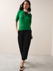 Black Barrel Leg Tailored Trousers - Image 1 of 7