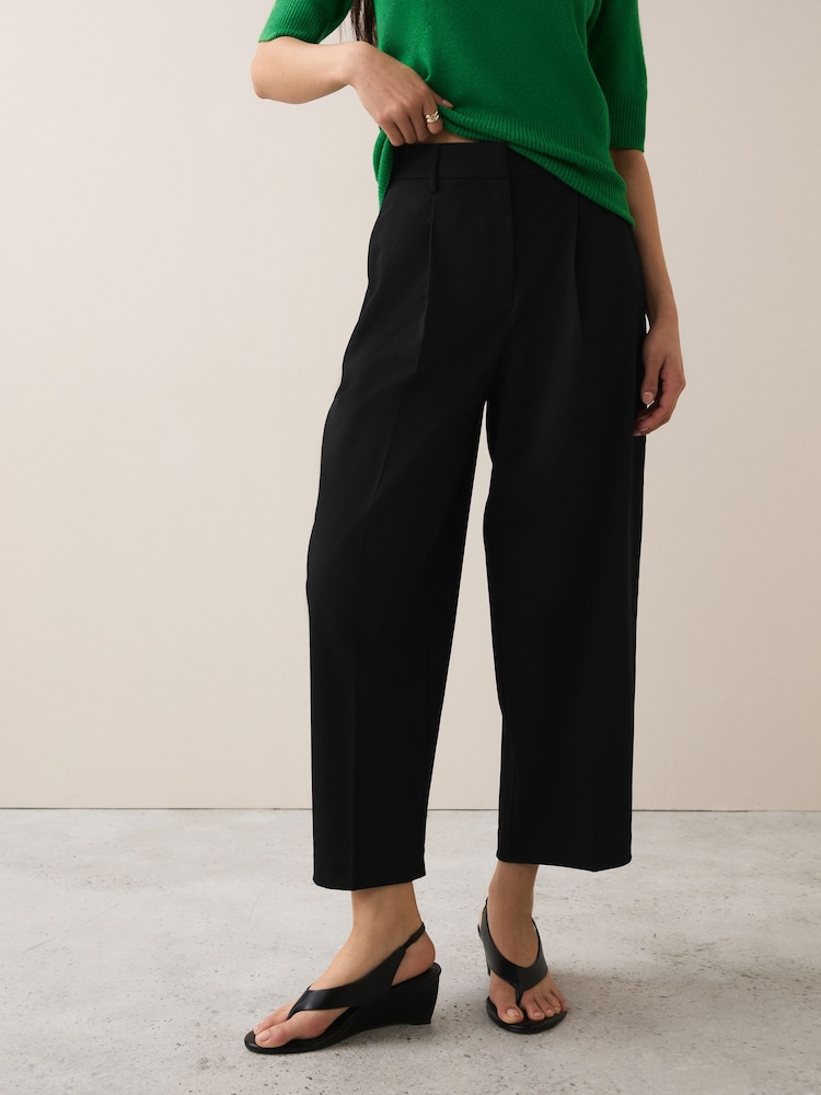 Black Barrel Leg Tailored Trousers - Image 2 of 7 Black Barrel Leg Tailored Trousers - Image 2 of 7