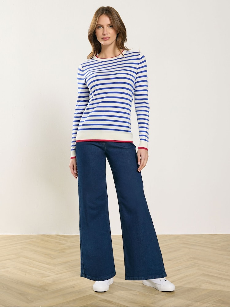 M&Co White Stripe Crew Neck Jumper - Image 2 of 5 M&Co White Stripe Crew Neck Jumper - Image 2 of 5