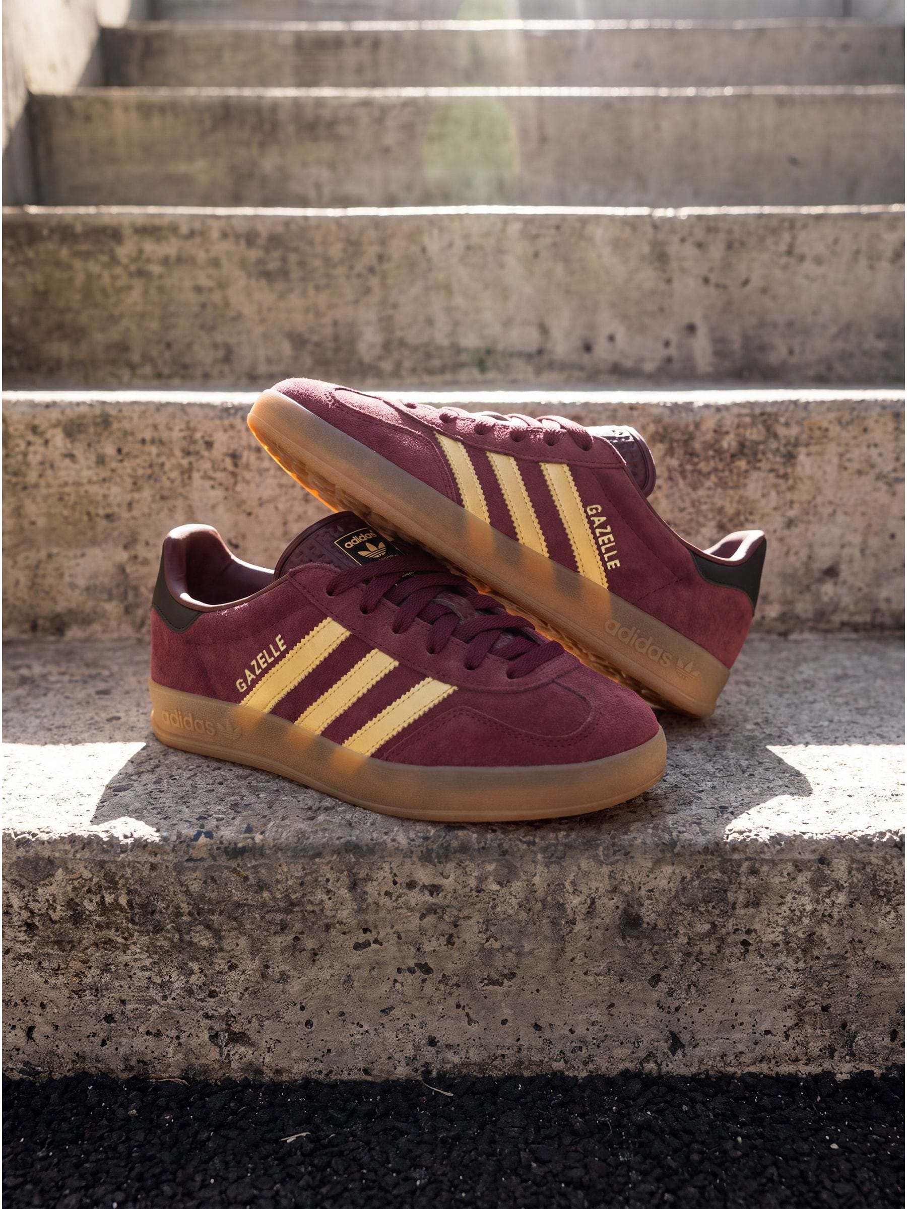 Adidas Originals Kids Kids' Og Gazelle Indoor Suede Low-Top Trainers - Maroon/Yellow - 5.5 (38.7) - Image 5
