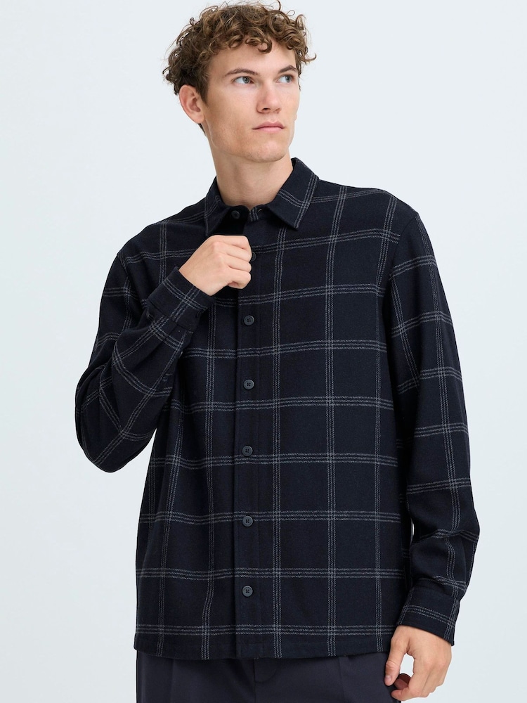 Casual Friday Blue Cfmartis Wool Mix Checked Overshirt - Image 1 of 8 Casual Friday Blue Cfmartis Wool Mix Checked Overshirt - Image 1 of 8