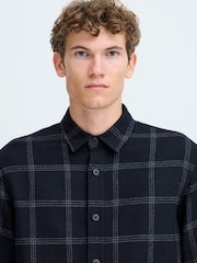 Casual Friday Blue Cfmartis Wool Mix Checked Overshirt - Image 4 of 8