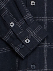 Casual Friday Blue Cfmartis Wool Mix Checked Overshirt - Image 6 of 8