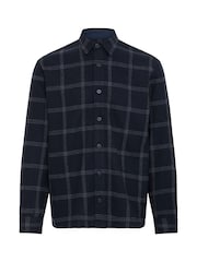 Casual Friday Blue Cfmartis Wool Mix Checked Overshirt - Image 7 of 8