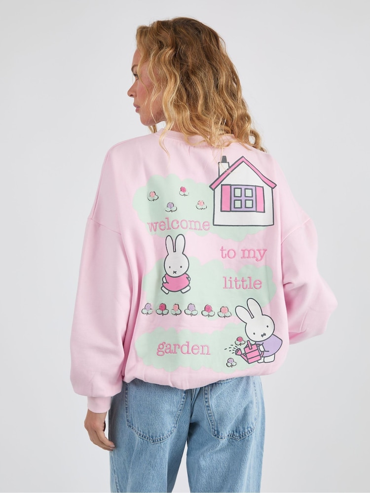 Skinnydip Pink Miffy Little Garden Sweatshirt - Image 2 of 5 Skinnydip Pink Miffy Little Garden Sweatshirt - Image 2 of 5