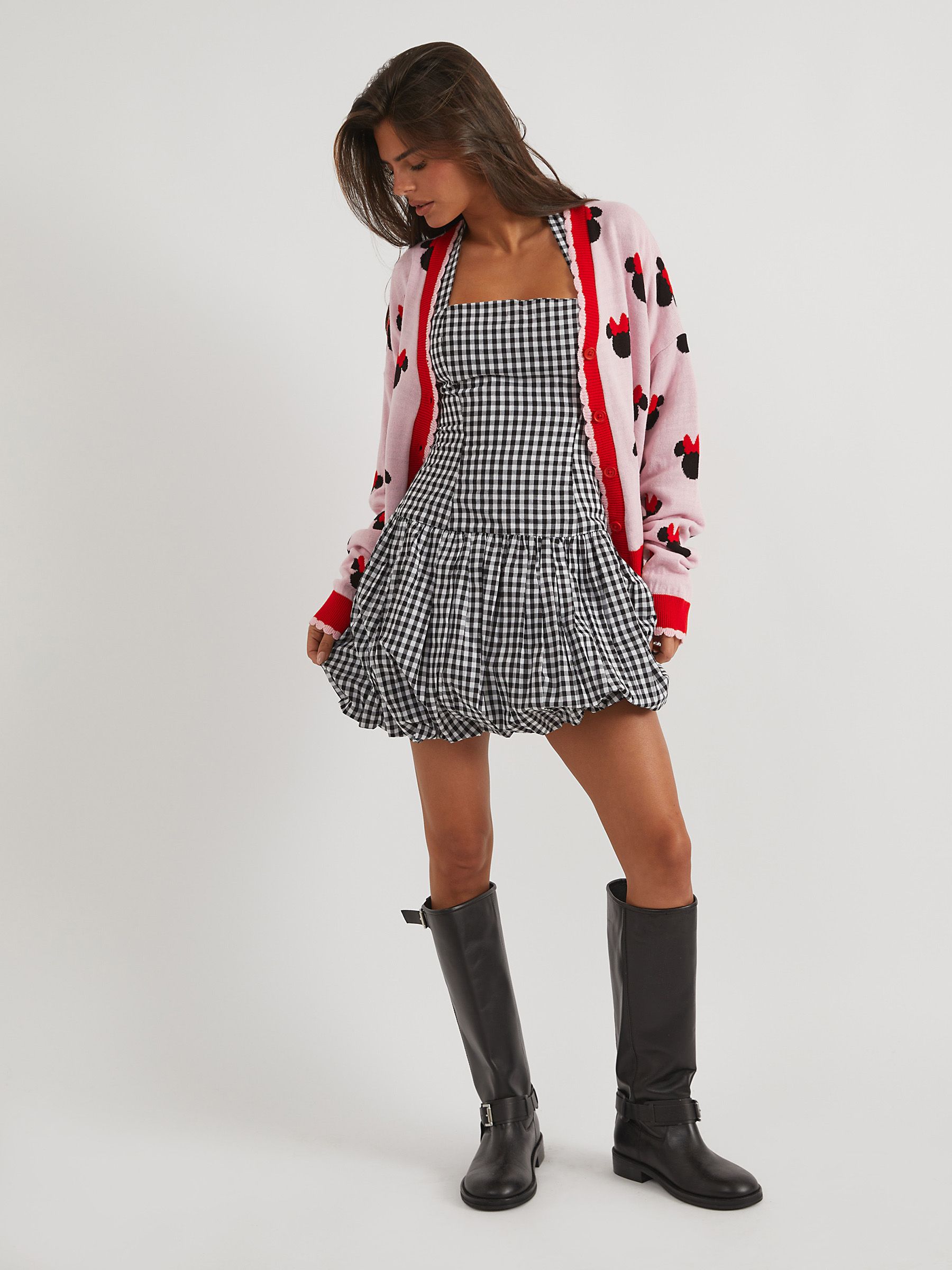 新品タグ付ꕥMoussy 限定 完売品 MD X'mas KNIT MINNIE Buy Skinnydip Pink Disney Minnie Mouse Heart Knitted Cardigan from