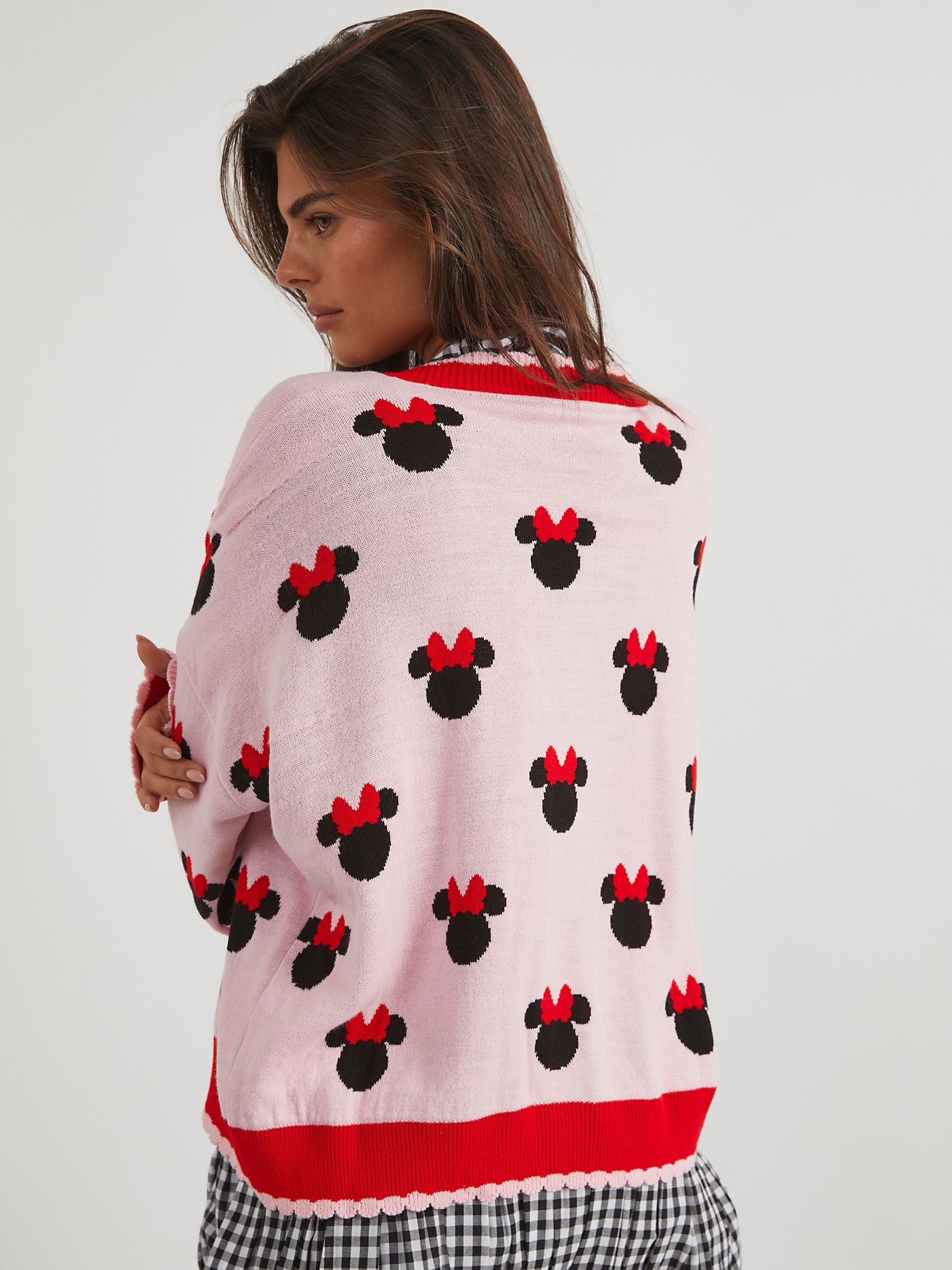 新品タグ付ꕥMoussy 限定 完売品 MD X'mas KNIT MINNIE Buy Skinnydip Pink Disney Minnie Mouse Heart Knitted Cardigan from