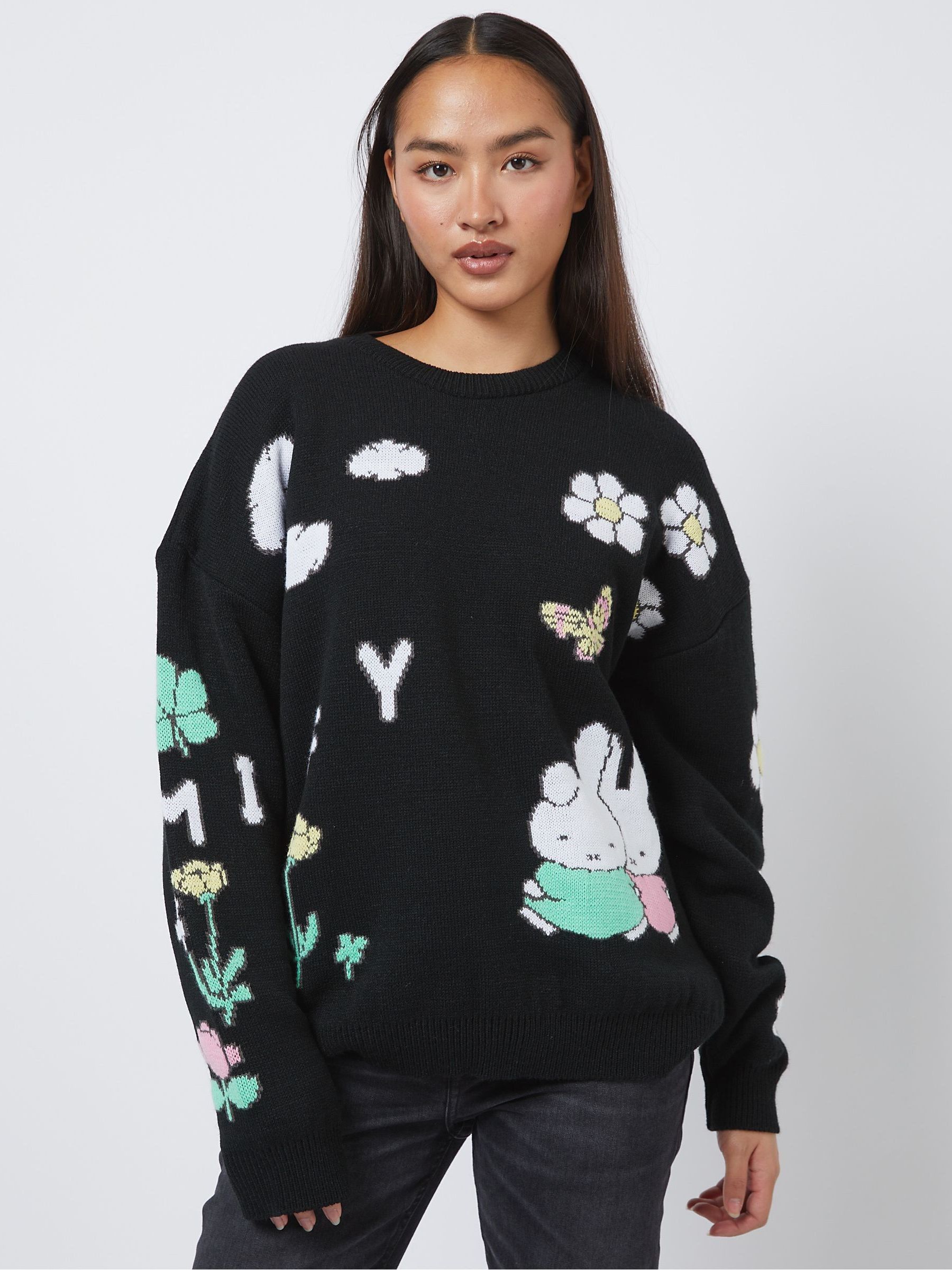 Buy Skinnydip Black Miffy Placement Knitted Jumper from the Next Buy Skinnydip Black Miffy Placement Knitted Jumper from the Next