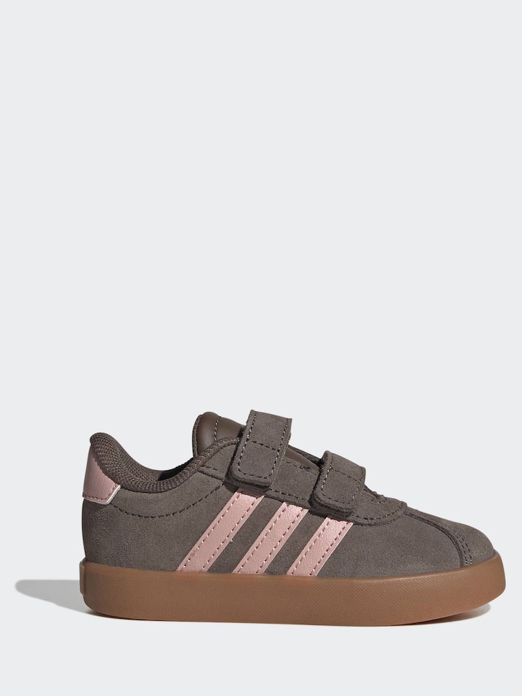 棕色/粉色 - adidas Vl Court 3.0 魔術貼嬰兒運動鞋 - 圖片 1/9