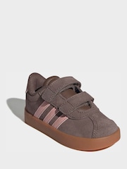 棕色/粉色 - adidas Vl Court 3.0 魔術貼嬰兒運動鞋 - 圖片 3/9