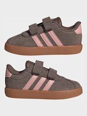棕色/粉色 - adidas Vl Court 3.0 魔術貼嬰兒運動鞋 - 圖片 5/9