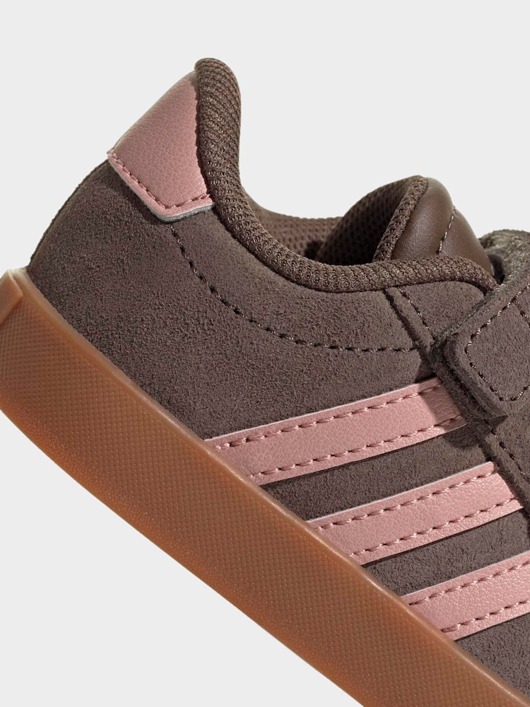 棕色/粉色 - adidas Vl Court 3.0 魔術貼嬰兒運動鞋 - 圖片 9/9